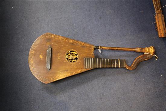 A Regency harp lute, by Clemente, London c.1820, 90cm, losses